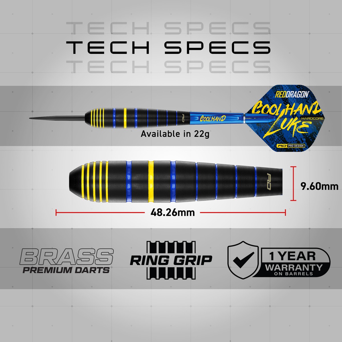 RED DRAGON Luke Humphries Coolhand 22g Brass Darts Set with