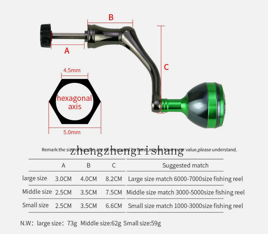 Full Metal Fishing Reel Handle Knob Spinning Reel Handle Roc