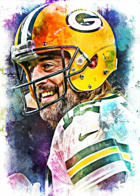 2022 AARON RODGERS GBP 5/5 ORIGINAL PRINT ART SKETCH CARD ARTIST SIGNED