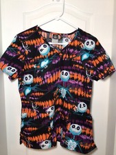 Disney Tim Burton  s The Nightmare Before Christmas Scrub Top Women  s Size M Med