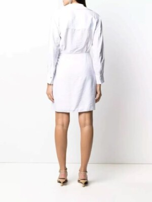 vince long sleeve wrap shirt dress Women's Long Sleeve Wrap Shirt Dress, Optic White, Size S