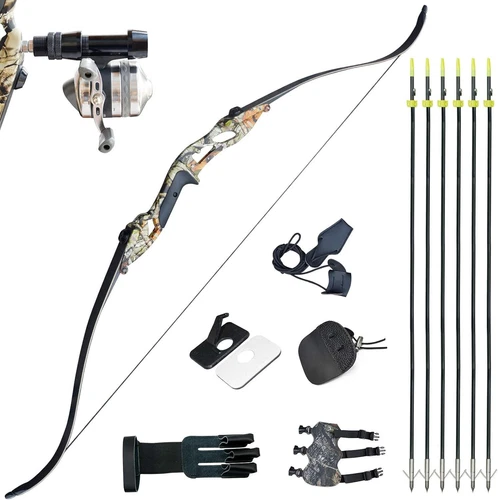 New 30-50lb Hunting Long bow Fishing Archery Takedown Recurve Bow Bowfishing Kit - Picture 26 of 32