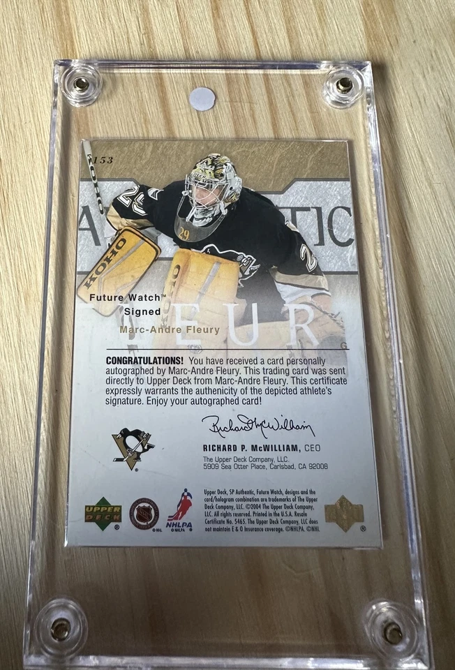 2003-04 Upper Deck SP Authentic #153 Marc-Andre Fleury FWA Future Watch - Image 2 of 2