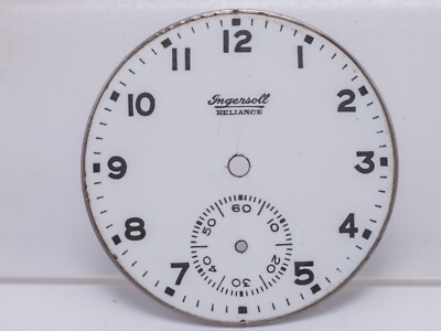 Ingersoll Reliance 16s Pocket Watch Enamel Dial Hour Pinion