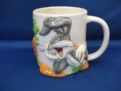 Vtg 1998 Looney Tunes 3D Bugs Bunny Coffee Cup Mug Some Chips Fun Display