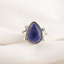 Sodalite Gemstone 925 Sterling Silver Ring Handmade Jewelry Ring Gift For Wife