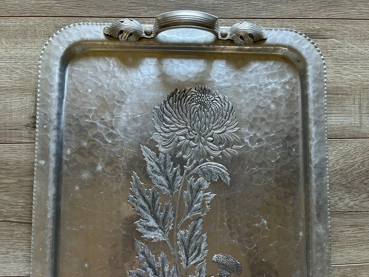 Vintage Continental Hammered Silver Look Hand Wrought Aluminum