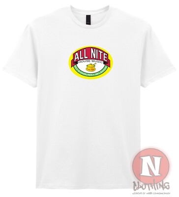 All Nite House Musik T-Shirt Rave Electronica Musik EDM Mar Milbe Parodie