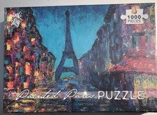 Complete Pink Sky "Painted Paris" 1000pc puzzle Tower 26x19 A distinct puzzle