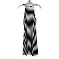 Express Black White Stripe Stretchy Tank Dress XS Beachy Classic Preppy Women's