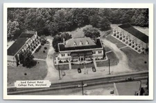 Hotels~Air View Lord Calvert Hotel College Park Maryland B&W~Vintage Postcard