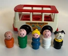 VTG 1969 Fisher-Price Toys Little People Mini Bus FP-141 & 5 Figures