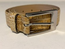 Unisex Echtleder Gürtel, 130cm, Beige/ Repti...