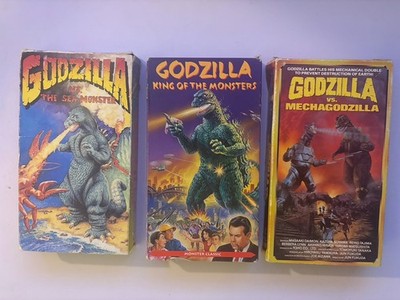 Lot of 3 Godzilla VHS Tapes - Working With Cases Free Shipping