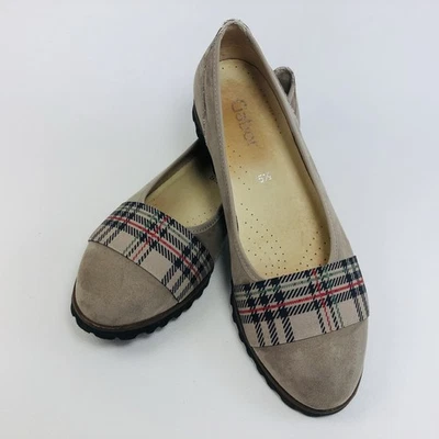 Gabor Ballerina 5 1/2 Beige Karo Tartan Gr. 38,5  - Bild 1 von 4