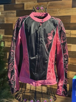Harley Davidson Jacket Women s  Pink Black Riding Gear Tribal Reflective