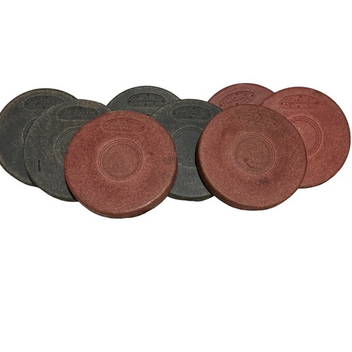 Sportcraft Shuffleboard Pucks Set of 8 Red Black Vintage 6 Inch Replacement