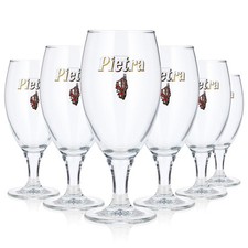 6x Pietra Bier Glas Bierglas Biergl&auml;ser 0,25l Tulpe wei&szlig;es Logo Pokal Luna