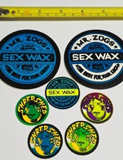 SEX WAX 7 SURF STICKER LOT VTG SEXWAX NEON SURFBOARD BZ BODYBOARD 80s SKATE BLUE