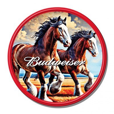 Budweiser Clydesdales Round Fully Embossed Aluminum Sign Multi-Color
