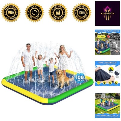 Extra Large 140'' Splash Pad for Kids & Dogs - Non-Slip Water Play Mat