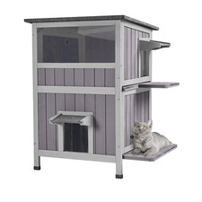 Aivituvin Outdoor Cat Housetwo-Story Feral Cat Shelterwooden Cat