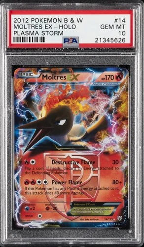 2013 POKEMON BLACK & WHITE PLASMA STORM #14 MOLTRES EX PSA 10