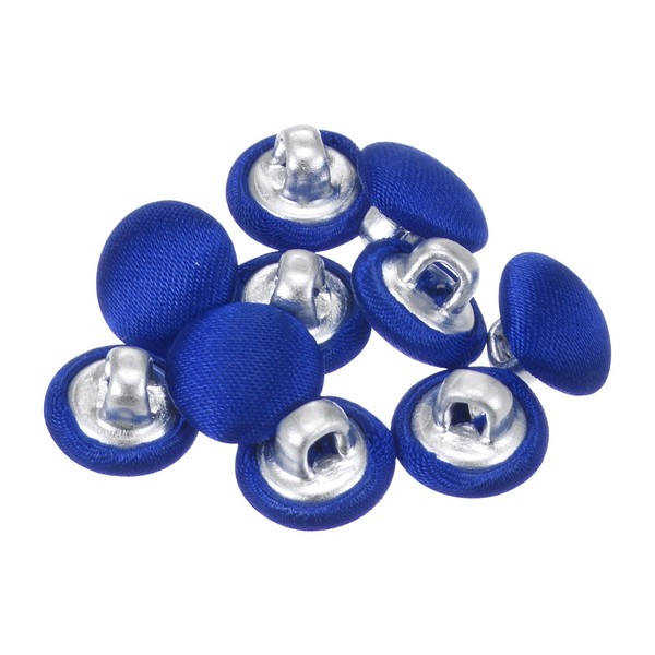 10 StüCk 16L Stoffbezogene KnöPfe 10Mm Runde MetallknöPfe, Tiefblau-image