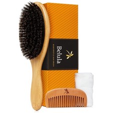 Belula 100 Boar Bristle Hair Brush Set for Thin Hair - Medium, Soft Natural