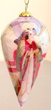 Li Bien Pier 1 Angel Teardrop Lavender Ornament Hand Painted Blown Glass