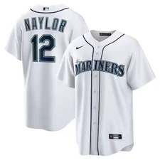 Mens Naylor #12 White Baseball Jersey shirt