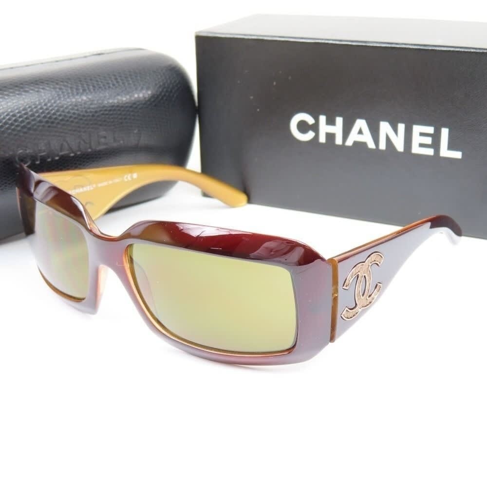 小物 CHANEL Pearl CC Logo Vintage Sunglasses CHANEL CC Vintage Logo Mother of Pearl Sunglasses 6022-Q Brown