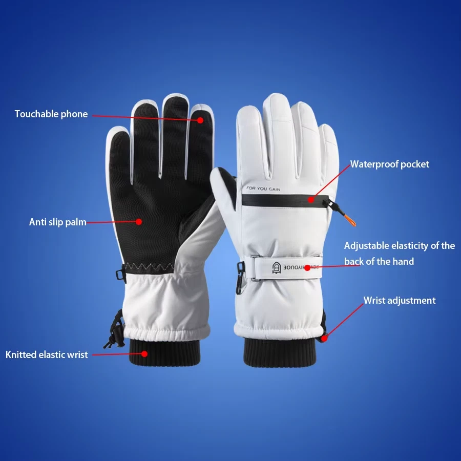 Guantes de Esquí Impermeables Y Corta Viento Unisex, Calientes Y Gruesos, Pad - Imagen 3 de 4
