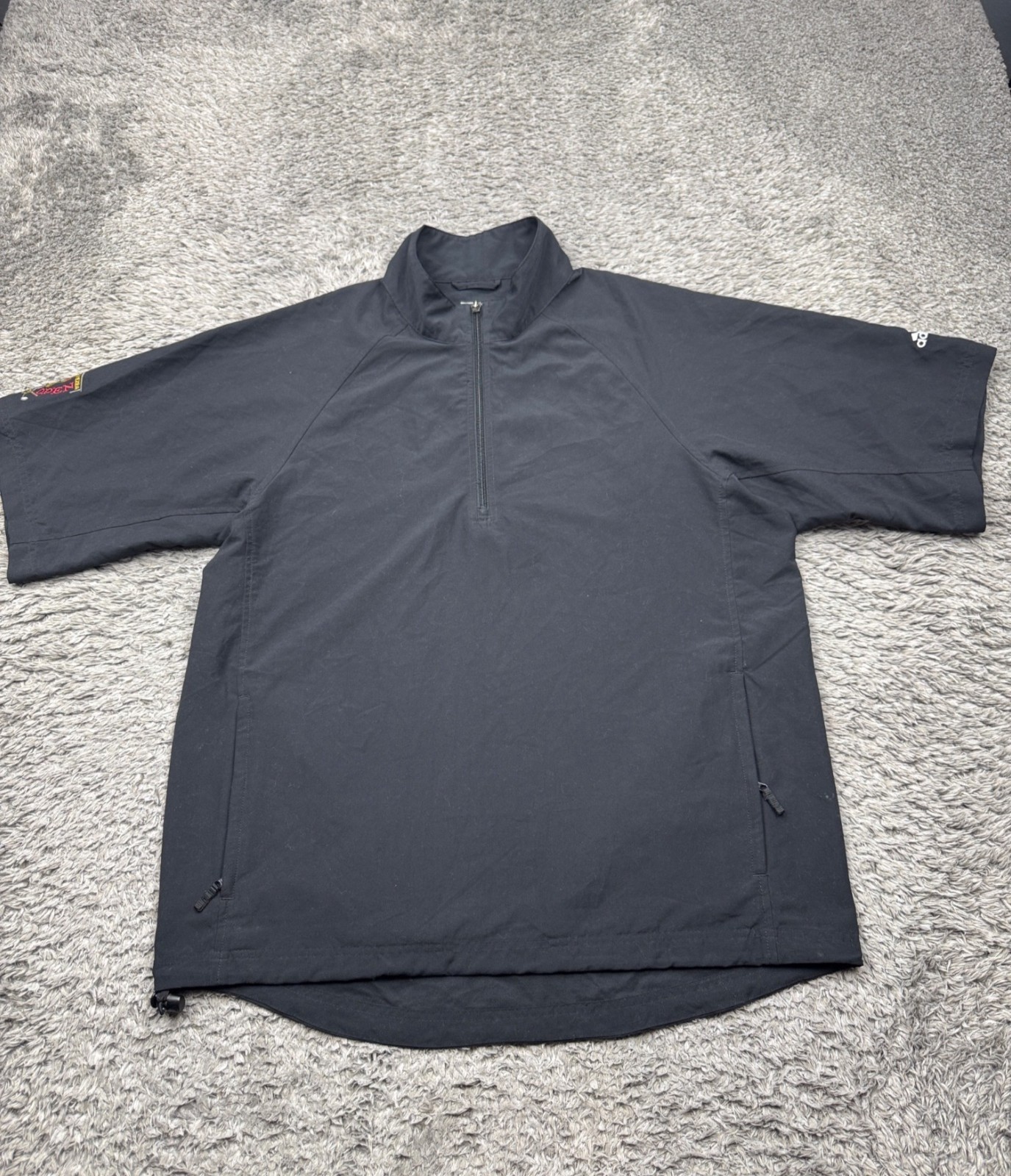 Chaqueta Adidas Hombre Mediana Negra A prueba de clima Viento Golf EZRA Abierta 1/4 Cremallera Pullover