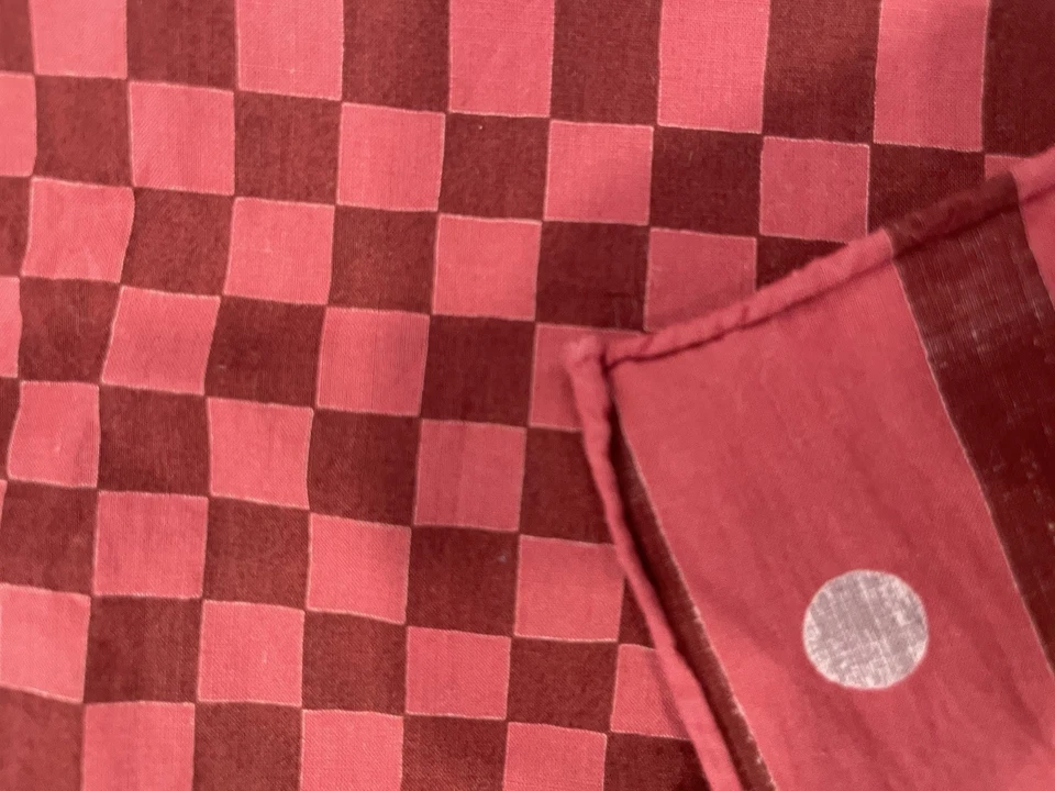 H5#Gianni Versace Bufanda de Algodón a Cuadros Rojo Borgoña Rayas Vintage Cuadrado Foto 3 de 4
