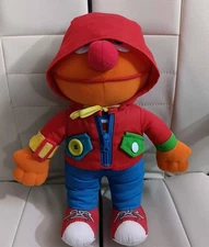 Vintage Playskool 1990 Sesame Street Dress Me Up Ernie w Hoodie 13 “ Plush Doll
