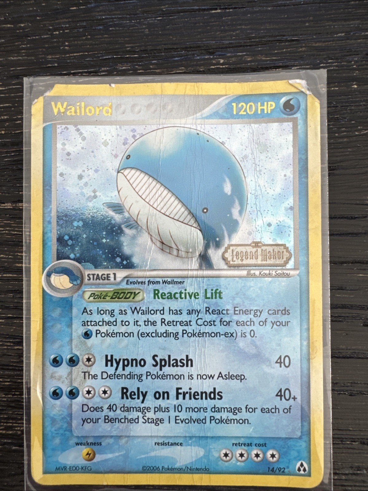 Pokémon TCG Wailord 14/92 EX Legend Maker Reverse Holo Stamped - DMG