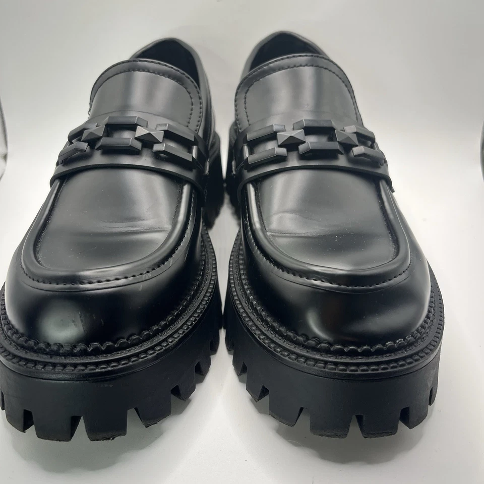 Steve Madden Women’s 8 Aerin Chunky Platform Loafers Black With Plastic Chain - Image 2 of 4