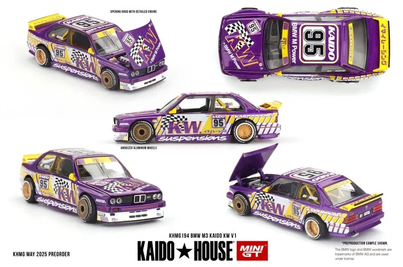 Mini GT 1:64 Kaido House - 1989 BMW M3 (E30) KAIDO KW V1, Purple - KHMG194