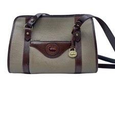 Vintage Dooney  Bourke All-Weather Leather Satchel Brown/Taupe With Adjustable