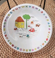 1987 VTG Anacapa Melamine Alphabet House Word 901-1 Bowl - Crack On Side Read 