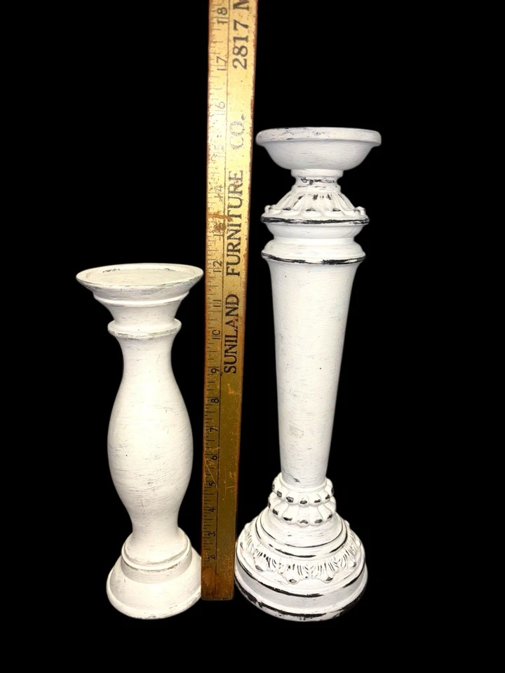 Soporte Candelabro Shabby Chic Rústico, Off-White Foto 3 de 4