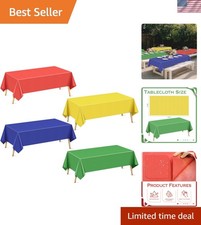 4 Pcs Red Blue Green Gold Series Rectangle Tablecloth, 54x72" Solid Color Wat...