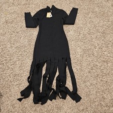 Michael Kors Collection Merino Wool Fringe Carwash Hem Dress Black Small NWT