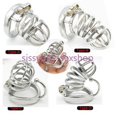Stainless Steel Metal Chastity Cage Device Restraint Belt Ring Lock Slave