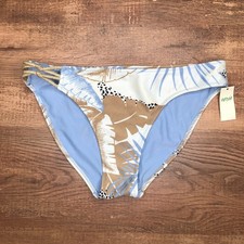 Aerie Tropical Print Knot Bikini Bottom Size Small Blue Tan Swimsuit NWT