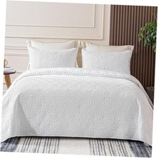 Queen Quilt Bedding Set, Soft Bedspreads Quilts Full/Queen 96"x90" White