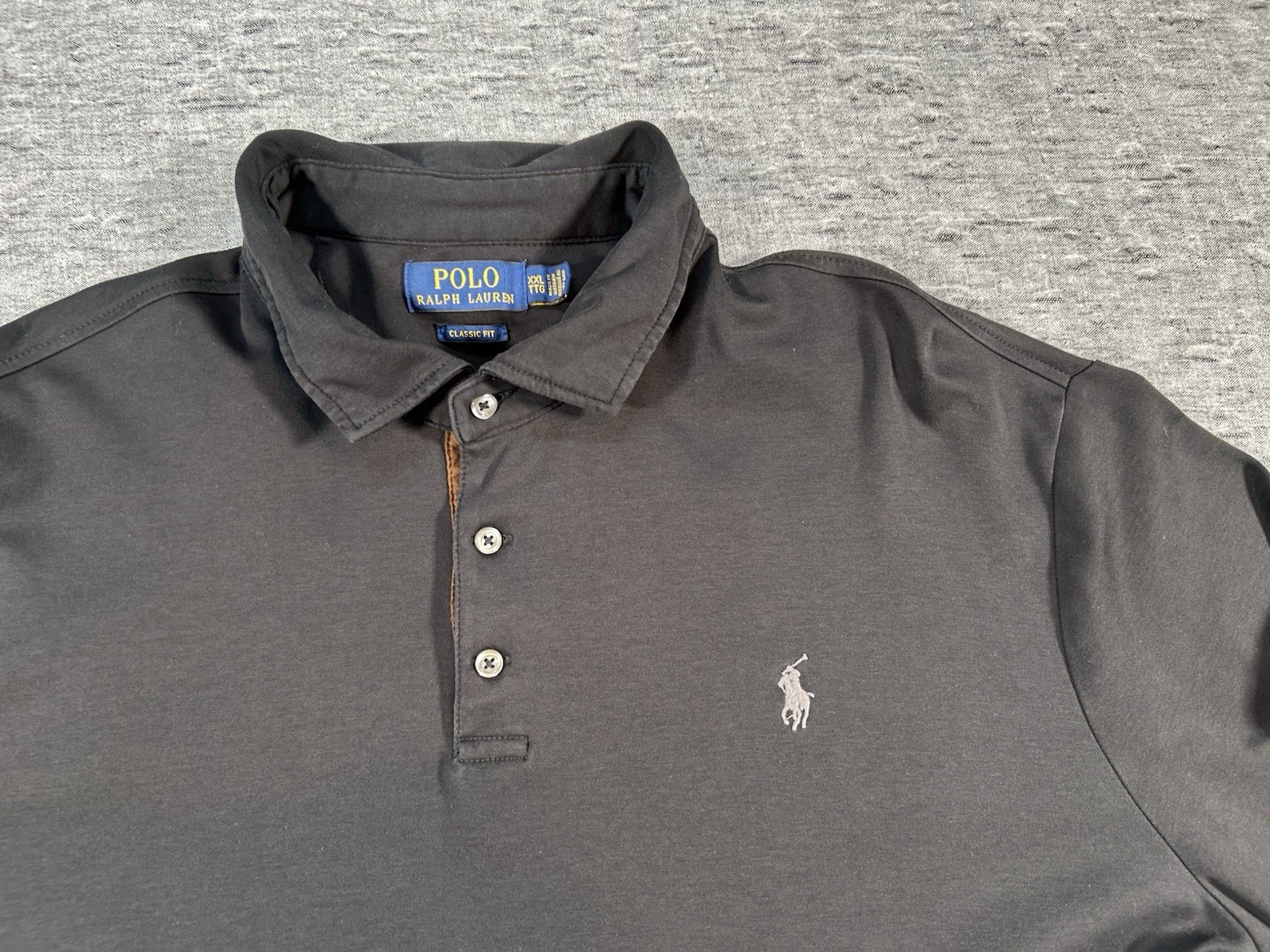 Polo Ralph Lauren camicia vestibilità classica uomo XXL nera manica lunga grigio logo pony