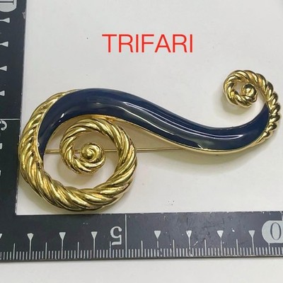 Trifari Vintage Emaille Brosche 9 cm Schmuck echt gebraucht