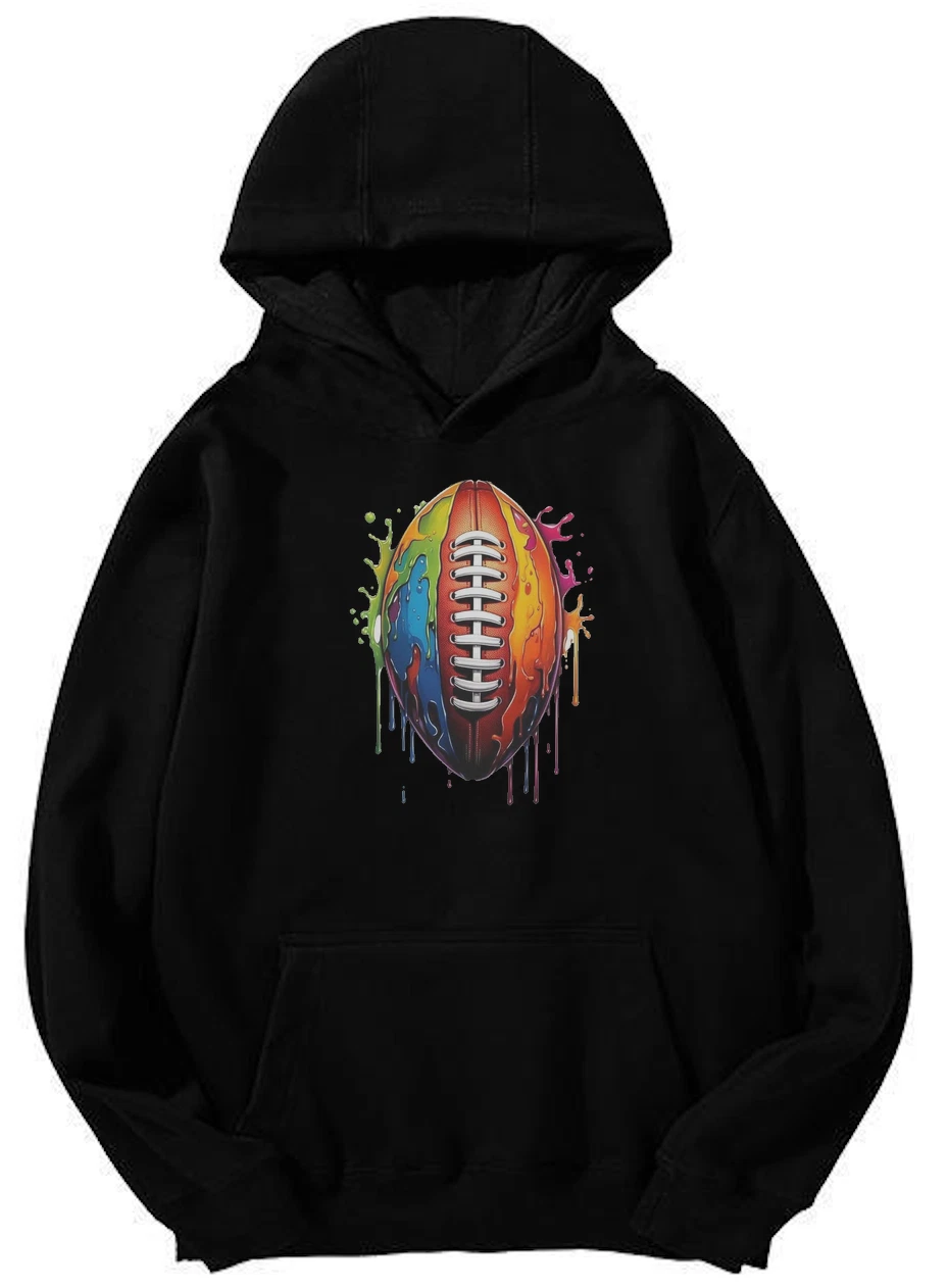 Colorful Splatter Football Graphic Hoodie